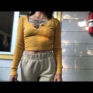 TNA Marigold yellow cropped thermal long sleeve
